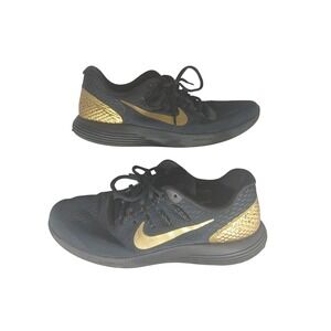 Nike LunarEpic Flyknit 2 Mens Running Shoes Black Gold Size 11.5
